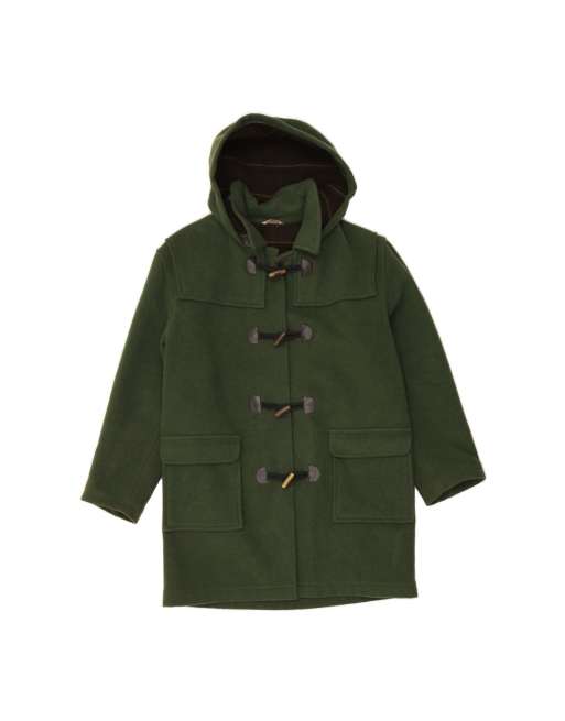 Vintage Hooded Duffle Coat UK 20 2XL In Green