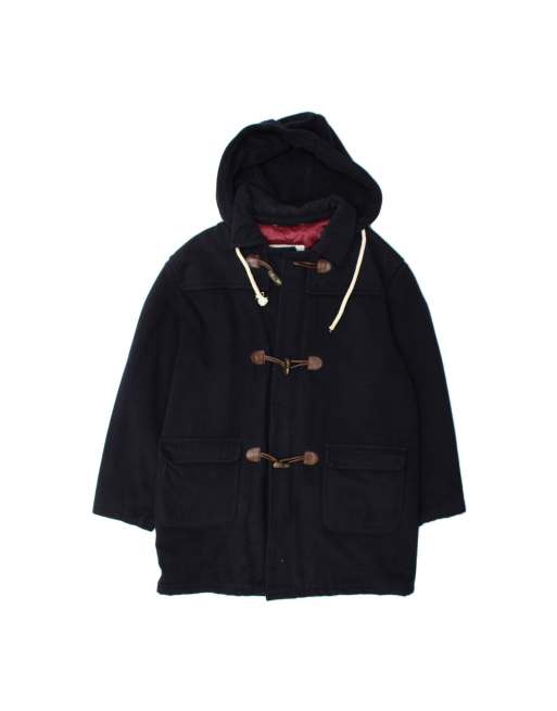 Vintage Hooded Duffle Coat UK 44 2XL In Blue