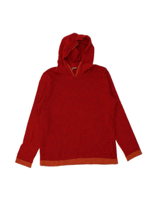 Vintage Hooded Jumper Sweater UK 16 Large In Red