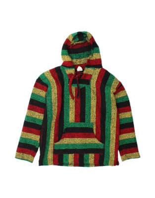 Vintage Hooded Jumper XL In Multicoloured Striped Aztec