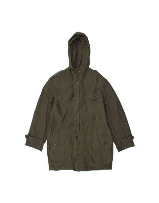 Vintage Hooded Military Coat UK 36 Small In Khaki