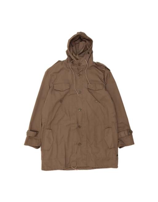 Vintage Hooded Military Jacket It 58 4XL In Brown