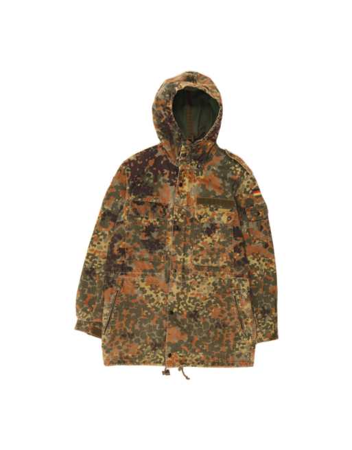 Vintage Hooded Military Jacket UK 36 Small In Brown Camouflage