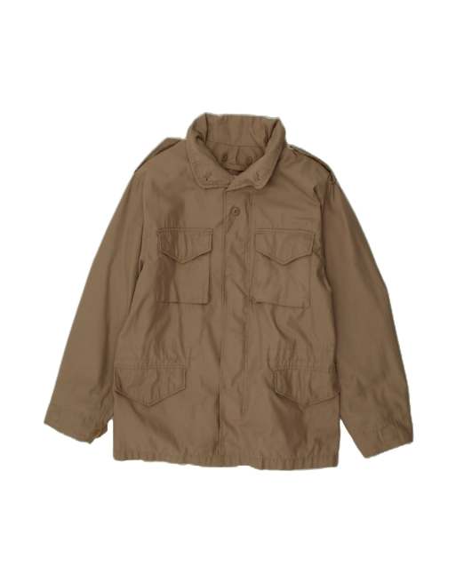 Vintage Hooded Military Jacket UK 36 Small In Brown
