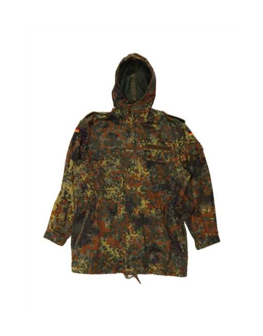 Vintage Hooded Military Jacket UK 40 Large In Khaki Camouflage
