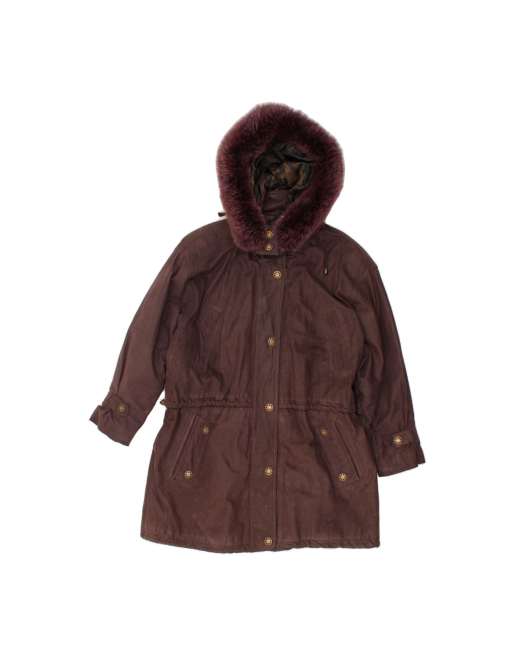 Vintage Hooded Overcoat EU 40 Medium In Brown