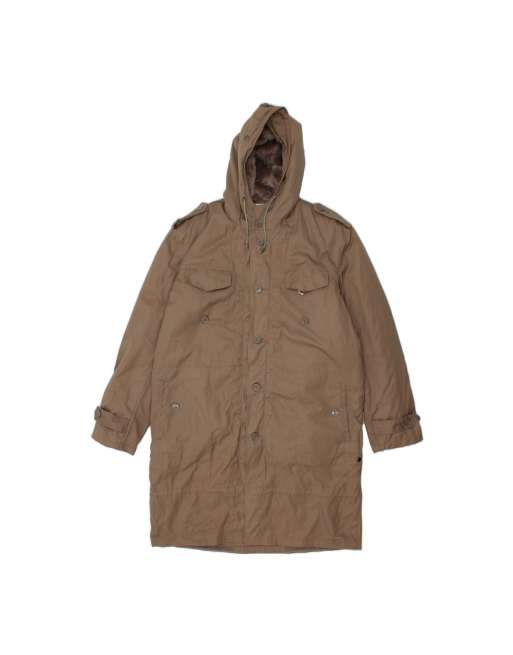 Vintage Hooded Overcoat It 54 2XL In Grey