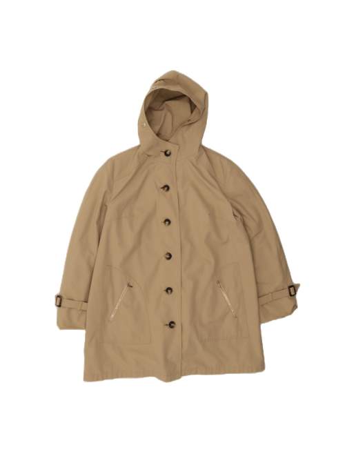 Vintage Hooded Overcoat UK 16 Large In Beige