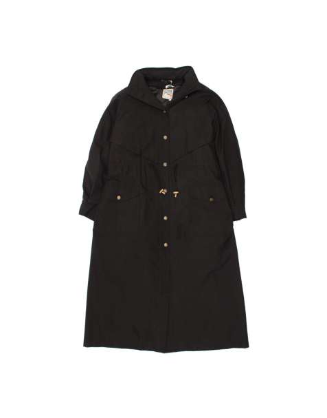 Vintage Hooded Overcoat UK 16 Large In Black - view 1