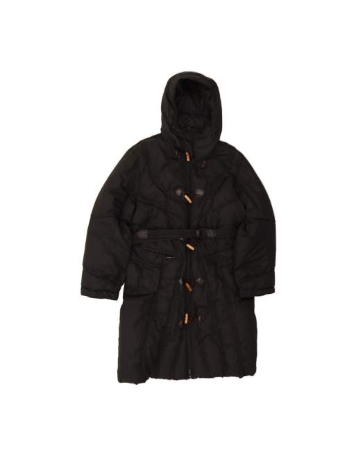 Vintage Hooded Padded Coat UK 16 Large In Black