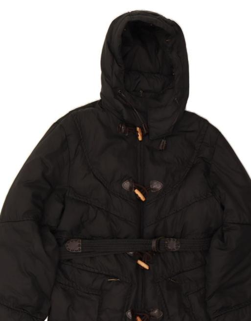 Vintage Hooded Padded Coat UK 16 Large In Black, 3 of 4