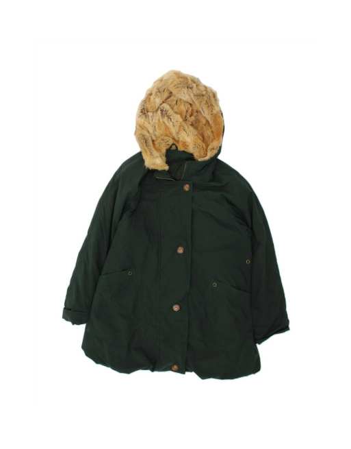 Vintage Hooded Padded Coat UK 16 Large In Green