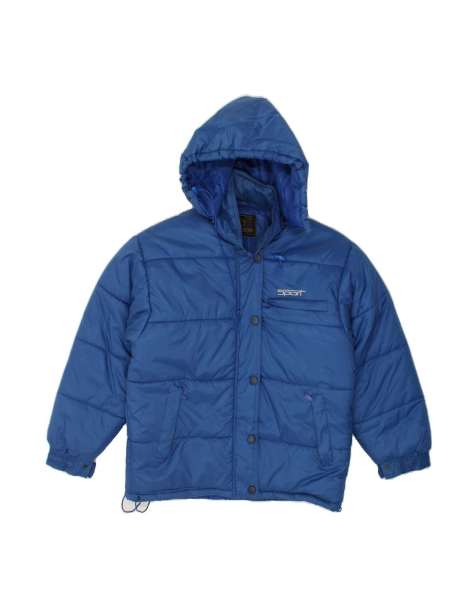 Vintage Hooded Padded Jacket UK 10 Small In Blue - view 1