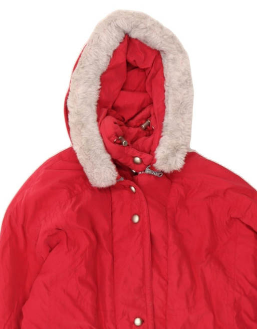 Vintage Hooded Padded Jacket UK 16 Large In Red, 3 of 4