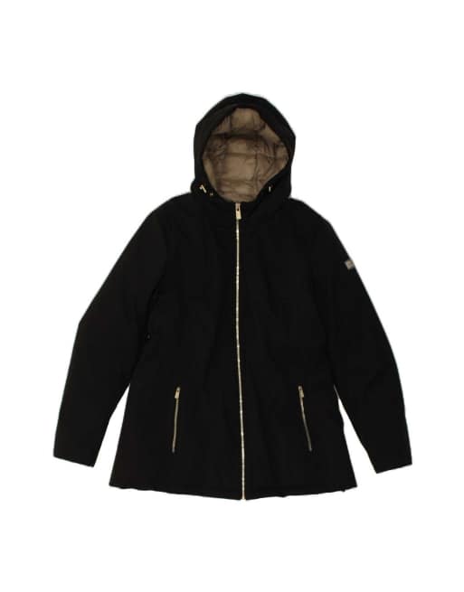 Vintage Hooded Padded Jacket UK 18 XL In Black