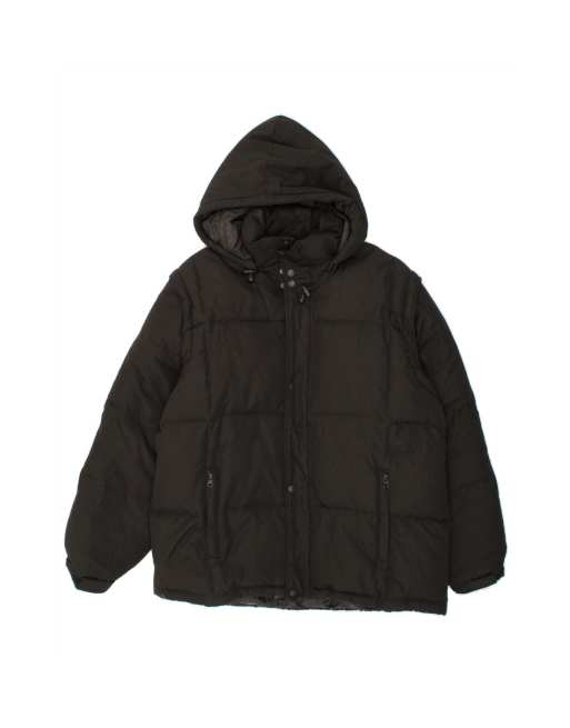 Vintage Hooded Padded Jacket UK 40 Large In Black
