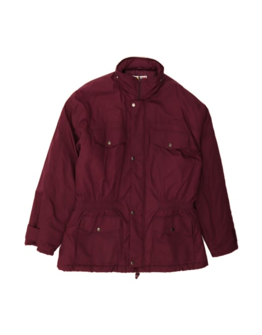 Vintage Hooded Padded Jacket UK 42 XL In Burgundy