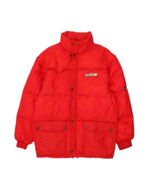 Vintage Hooded Padded Jacket UK 42 XL In Red