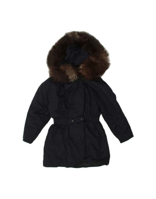 Vintage Hooded Parka Jacket UK 10 Small In Blue
