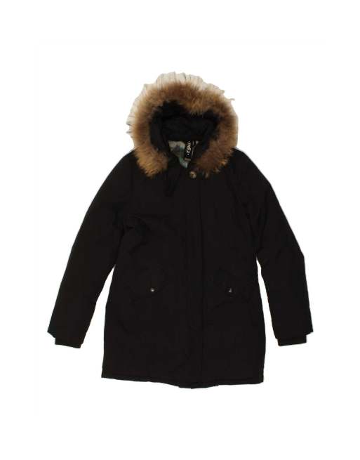 Vintage Hooded Parka Jacket UK 16 Large In Black