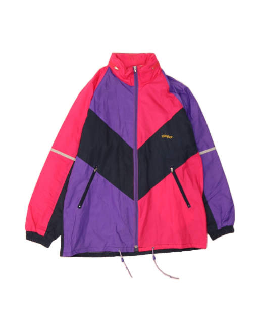 Vintage Hooded Rain Jacket UK 20 2XL In Multicoloured Colourblock