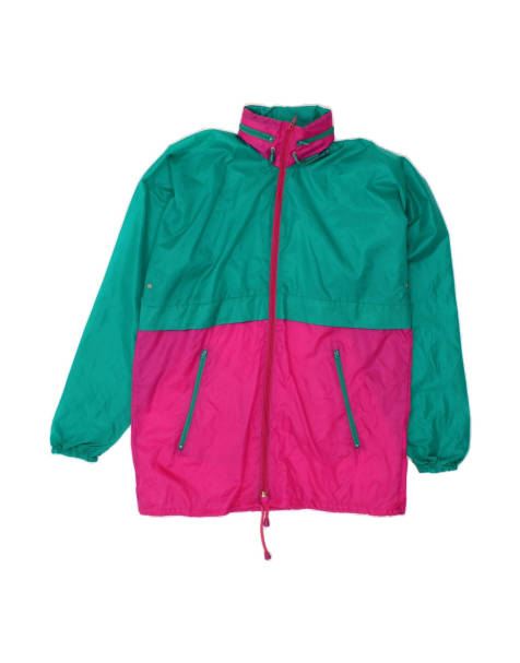 Vintage Hooded Rain Jacket UK 36 Small In Green Colourblock - view 1