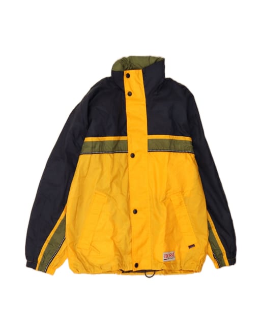 Vintage Hooded Rain Jacket UK 36 Small In Yellow Colourblock