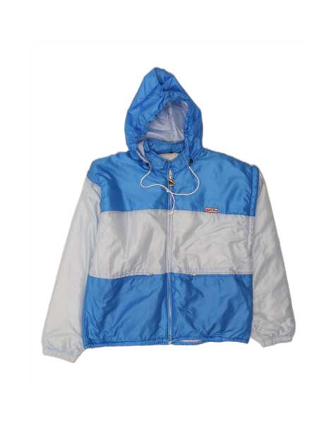Vintage Hooded Rain Jacket UK 40 Large In Blue Striped - view 1
