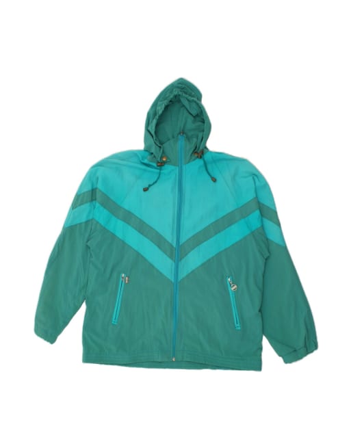 Vintage Hooded Rain Jacket UK 40 Large In Green Colourblock