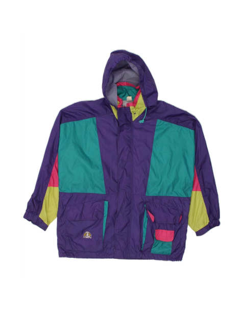 Vintage Hooded Rain Jacket UK 40 Large In Purple Colourblock - view 1