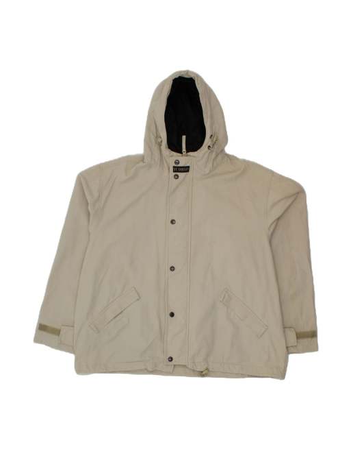 Vintage Hooded Rain Jacket UK 42 XL In Beige