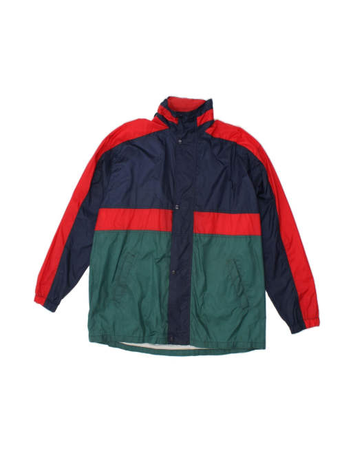 Vintage Hooded Rain Jacket UK 42 XL In Green Colourblock