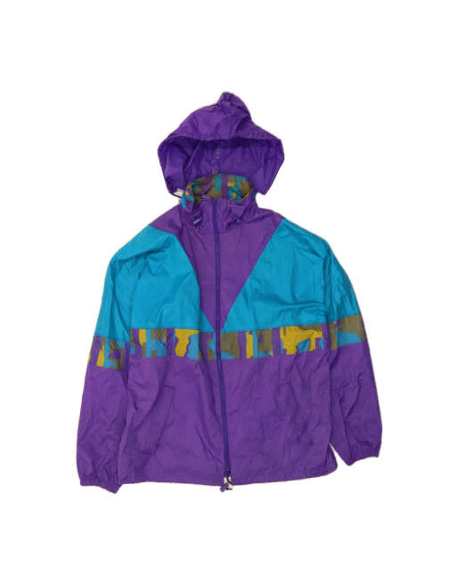 Vintage Hooded Rain Jacket UK 42 XL In Purple Colourblock