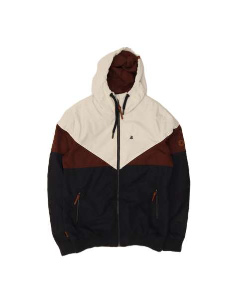 Vintage Hooded Rain Jacket UK 42 XL In White Colourblock - view 1