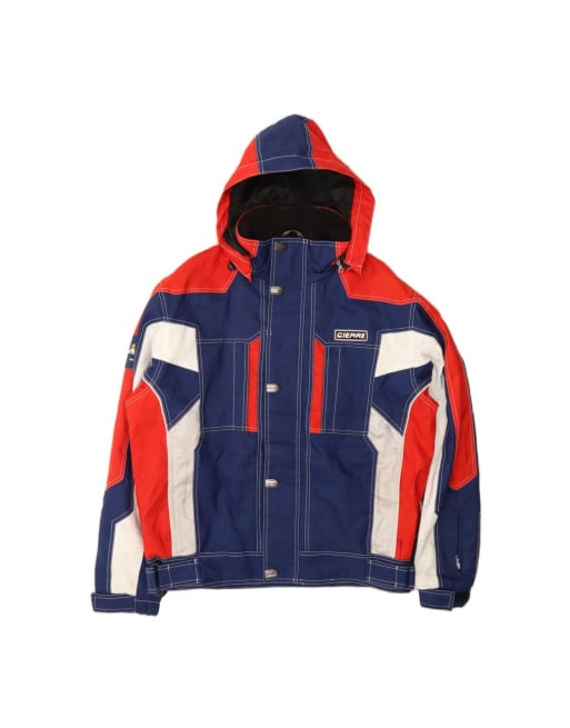 Vintage Hooded Ski Jacket It 50 Large In Blue Colourblock