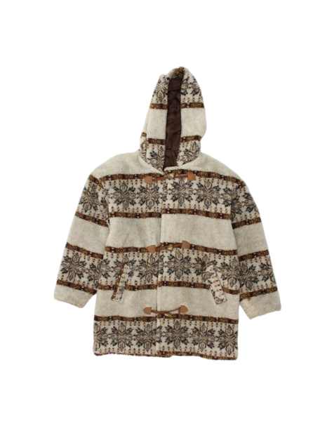 Vintage Hooded Teddy Bear Duffle Coat UK 20 2XL In Grey Fair Isle - view 1
