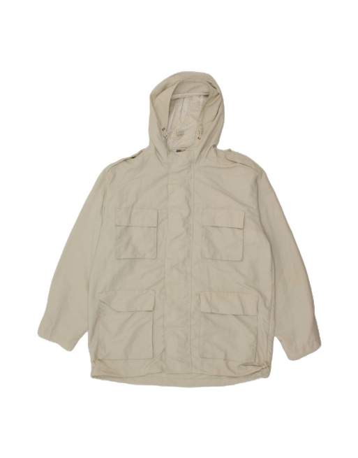 Vintage Hooded Utility Jacket UK 42 XL In Beige