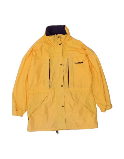 Vintage Hooded Windbreaker Coat UK 12/14 Medium In Yellow