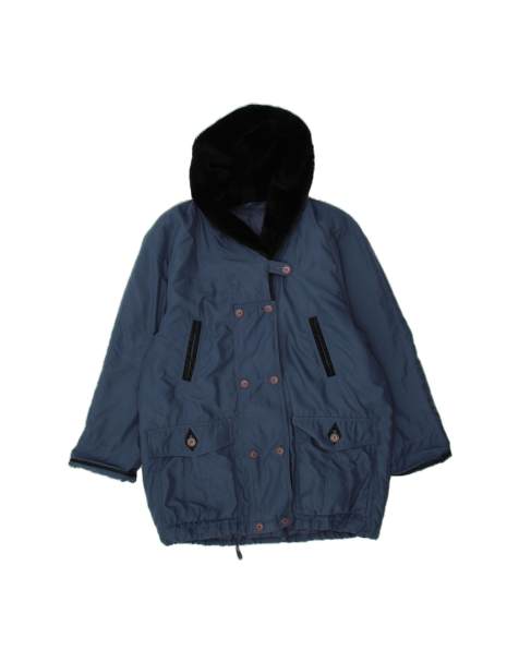 Vintage Hooded Windbreaker Coat UK 20 2XL In Blue - view 1