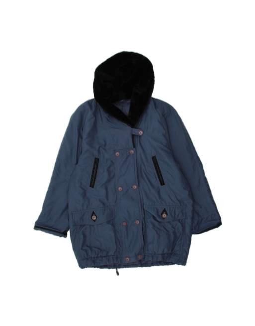 Vintage Hooded Windbreaker Coat UK 20 2XL In Blue