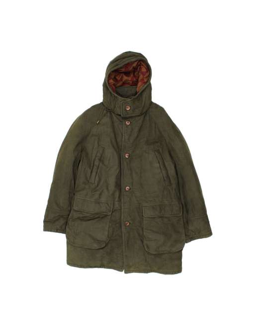 Vintage Hooded Windbreaker Coat UK 40 Large In Khaki