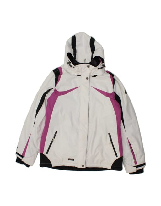 Vintage Hooded Windbreaker Jacket UK 18 XL In White Colourblock