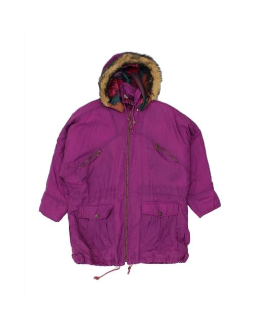 Vintage Hooded Windbreaker Jacket UK 22 3XL In Purple
