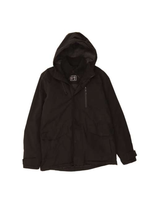 Vintage Hooded Windbreaker Jacket UK 40 Large In Black