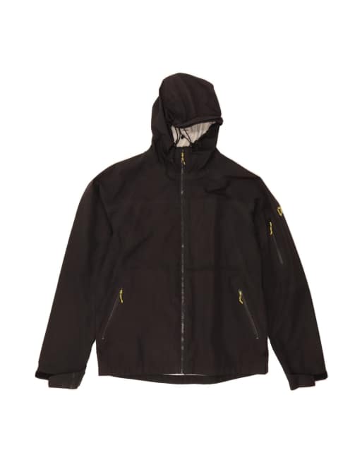 Vintage Hooded Windbreaker Jacket UK 40 Large In Black