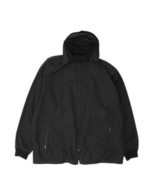 Vintage Hooded Windbreaker Jacket UK 42 XL In Black