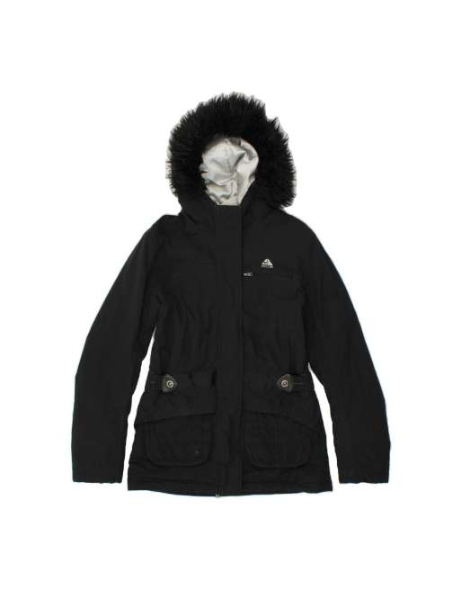 Vintage Hooded Windbreaker Jacket UK 8/10 Small In Black