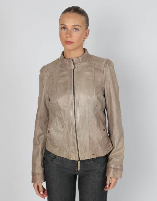 Vintage Hugo Boss S leather jacket in tan