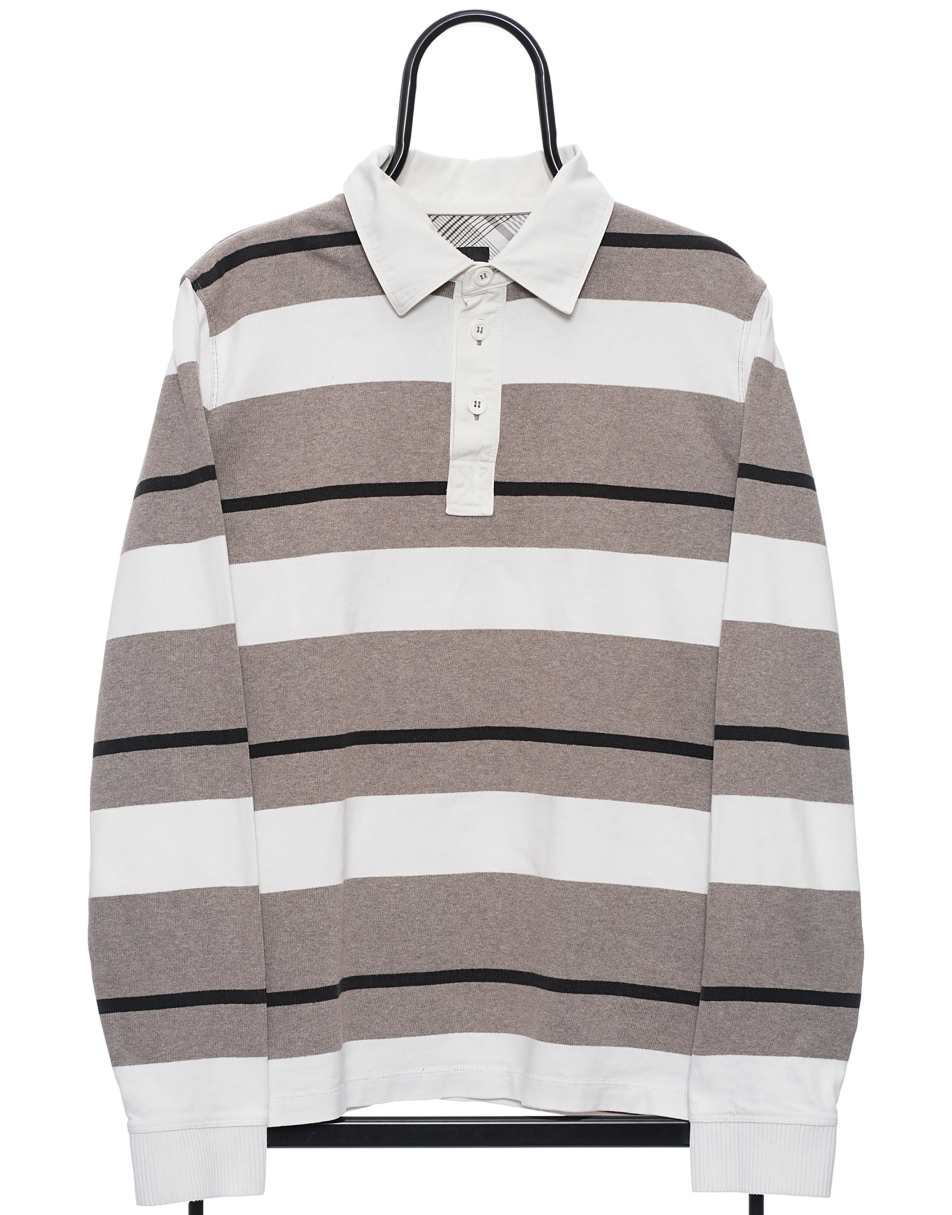 Vintage Hugo Boss Size M Rugby Jersey Polo Striped In Beige