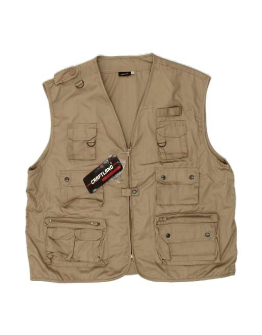 Vintage Hunting Utility Gilet UK 46 3XL In Beige
